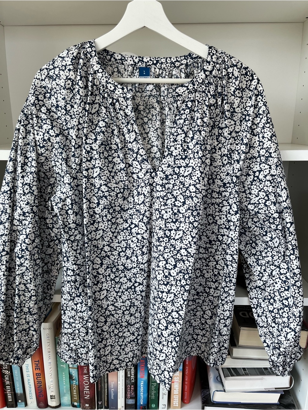 Old Navy Cotton “Peasant” Style Top Navy & White Size Large